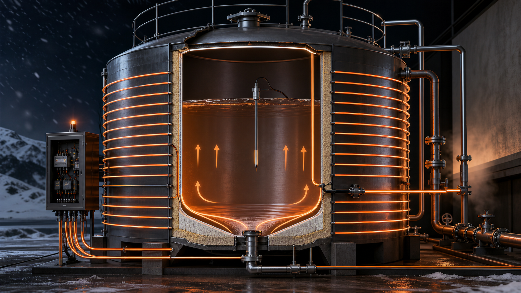 Система кабельного электрообогрева промышленного резервуара — принцип работы iTherm