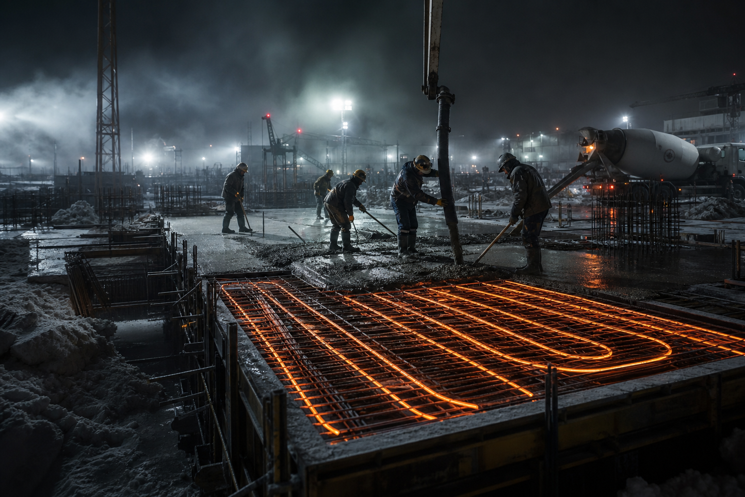 Электропрогрев бетона на строительной площадке зимой — система iTherm